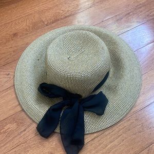 HBY Miami Wide Brim Sun Hat Paper Straw Black Ribbon